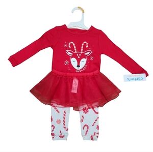 NWT Carter's Reindeer Christmas Tutu Pajama Set